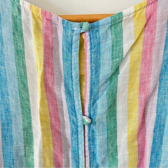 Lord & Taylor Petite Pastel Rainbow Stripes Linen Sleeveless Blouse - Picture 4 of 8